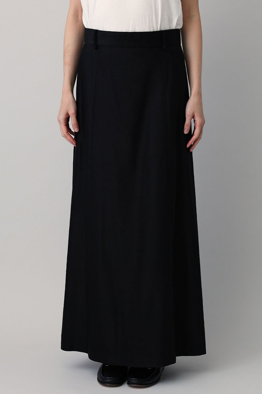 Curensology(カレンソロジー)｜エラスティックリネンスカート/ブラック  