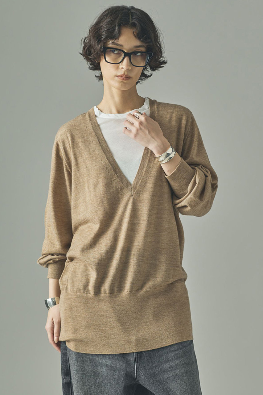 カレンソロジー/CurensologyのファインウールVネックプルオーバー(ベージュ/132005)