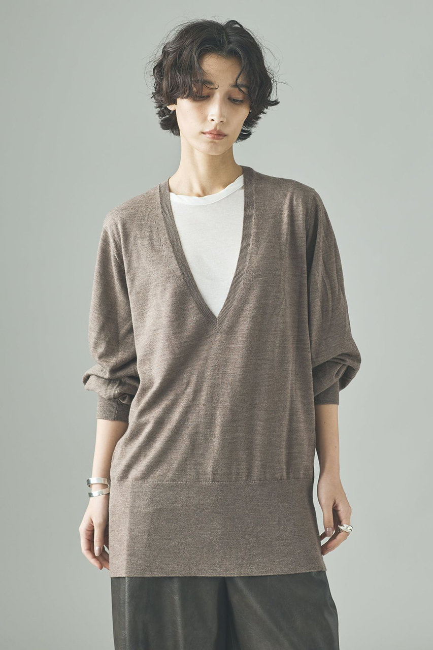 カレンソロジー/CurensologyのファインウールVネックプルオーバー(モカ/132005)