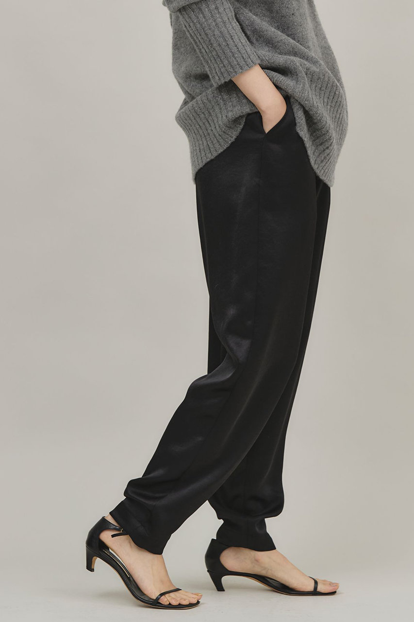 Curensology(カレンソロジー)｜ダブルサテンタックパンツ/ブラック の