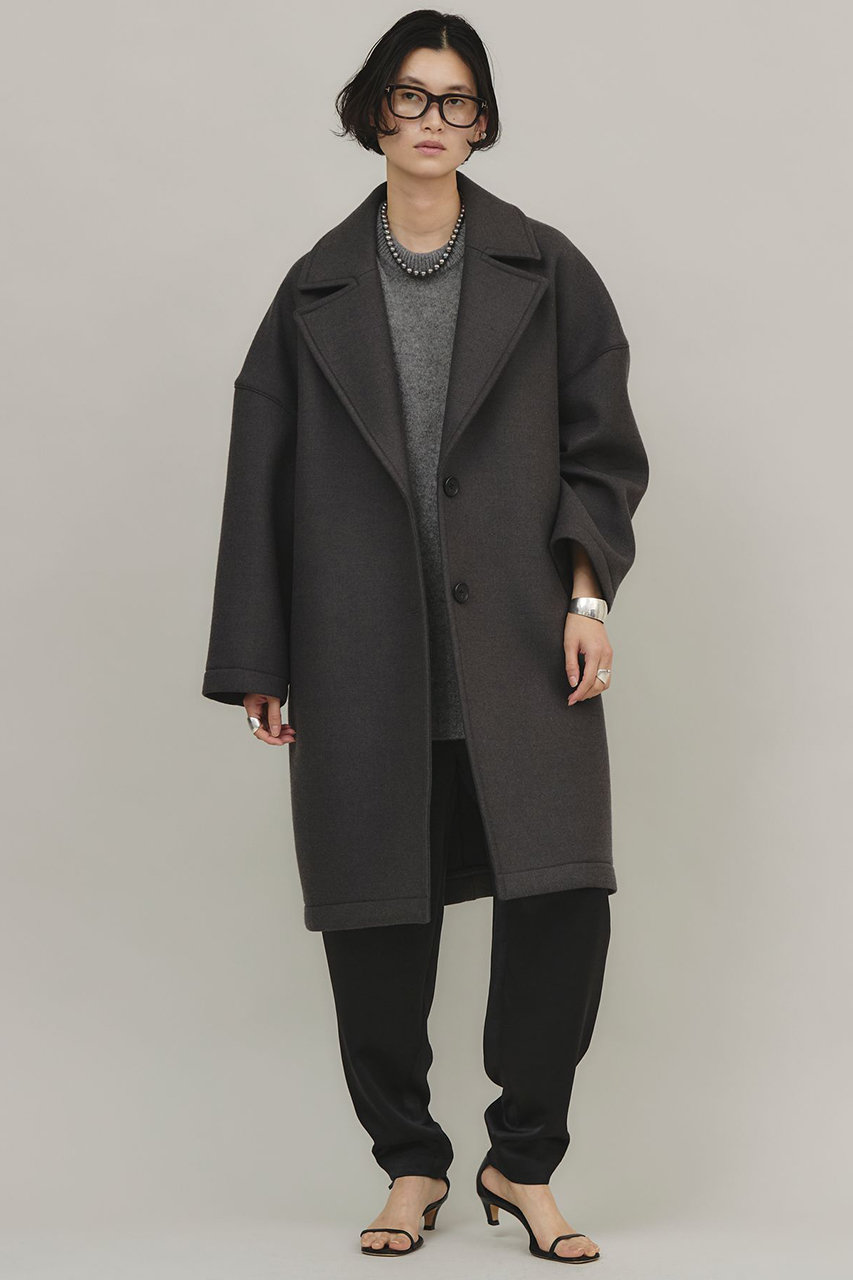 Curensology(カレンソロジー)｜ダブルサテンタックパンツ/ブラック の