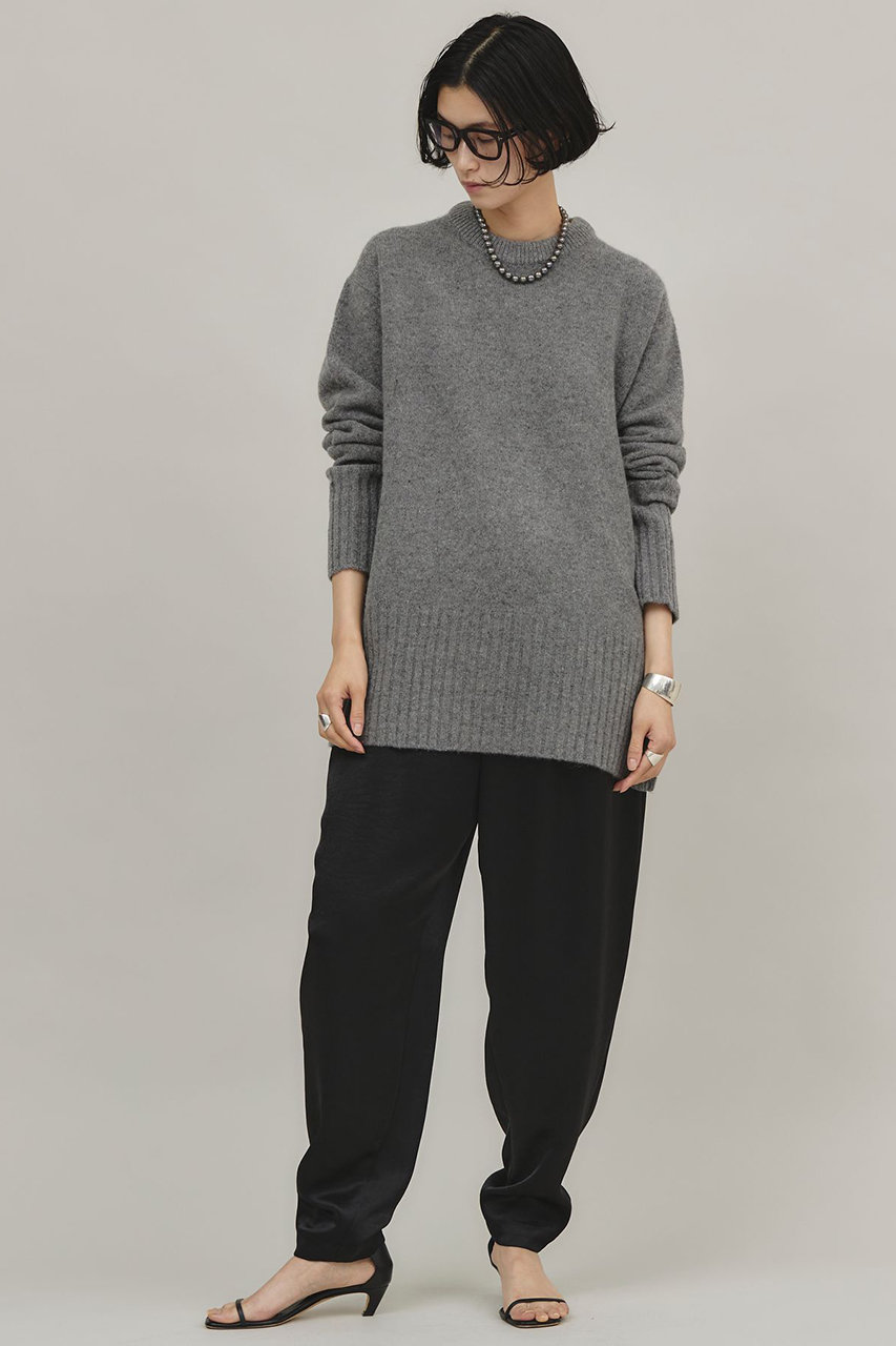 Curensology(カレンソロジー)｜ダブルサテンタックパンツ/ブラック の