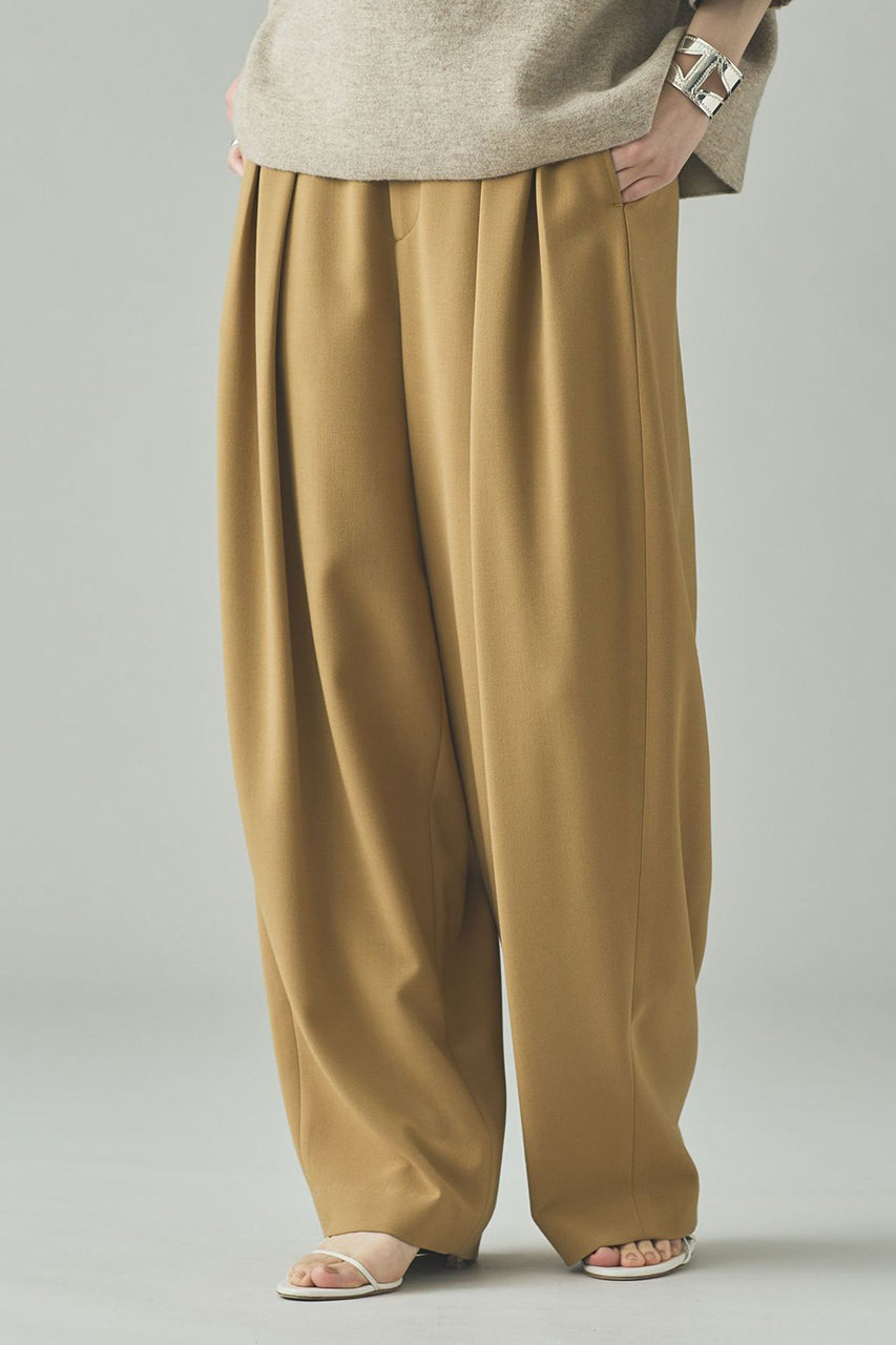 カレンソロジー/Curensologyのダブルクロスツータックパンツ(キャメル/146890)