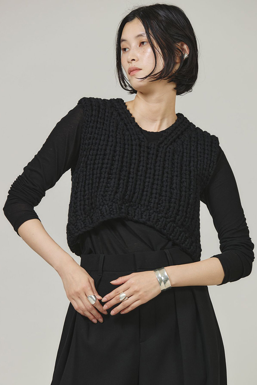 Curensology(カレンソロジー)｜ローゲージハンドニットベスト/ブラック