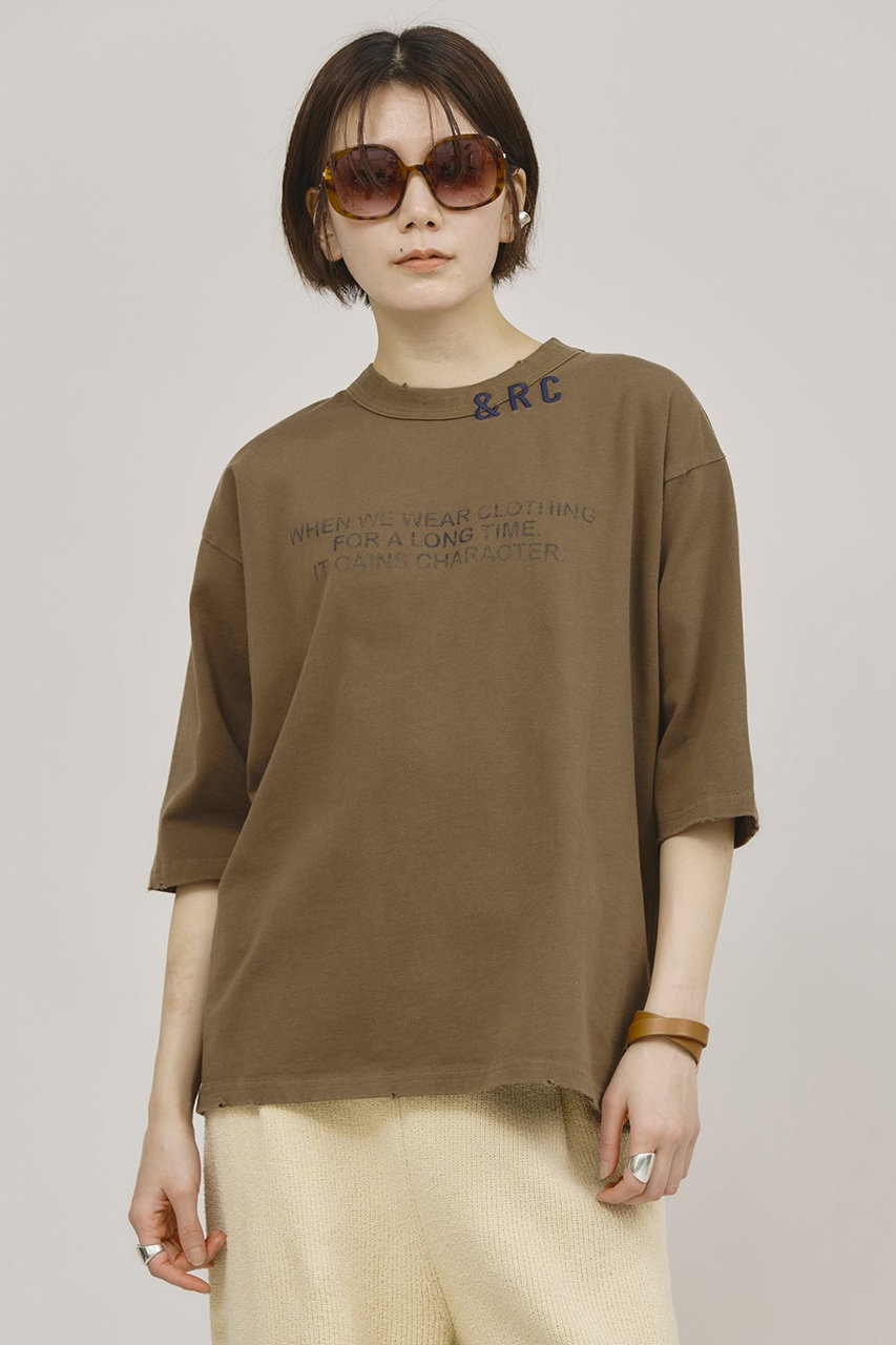 Curensology 【UNIVERSAL OVERALL】別注ショートスリーブTシャツ (ブラウン, F) カレンソロジー ELLE SHOP Curensology 【UNIVERSAL OVERALL】別注ショートスリーブTシャツ (ブラウン, F) カレンソロジー ELLE SHOP
