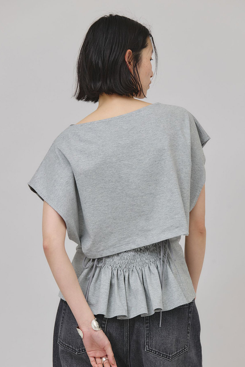 Curensology バックシャーリングTシャツ (グレー, F) カレンソロジー ELLE SHOP Curensology バックシャーリングTシャツ (グレー, F) カレンソロジー ELLE SHOP