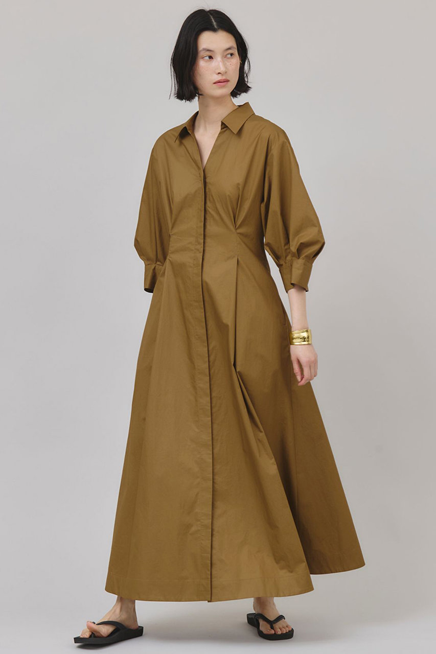 Curensology(カレンソロジー)｜タックシャツワンピース/ベージュ の