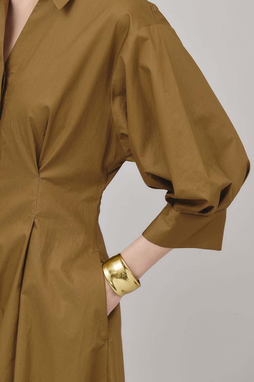 Curensology(カレンソロジー)｜タックシャツワンピース/ベージュ の