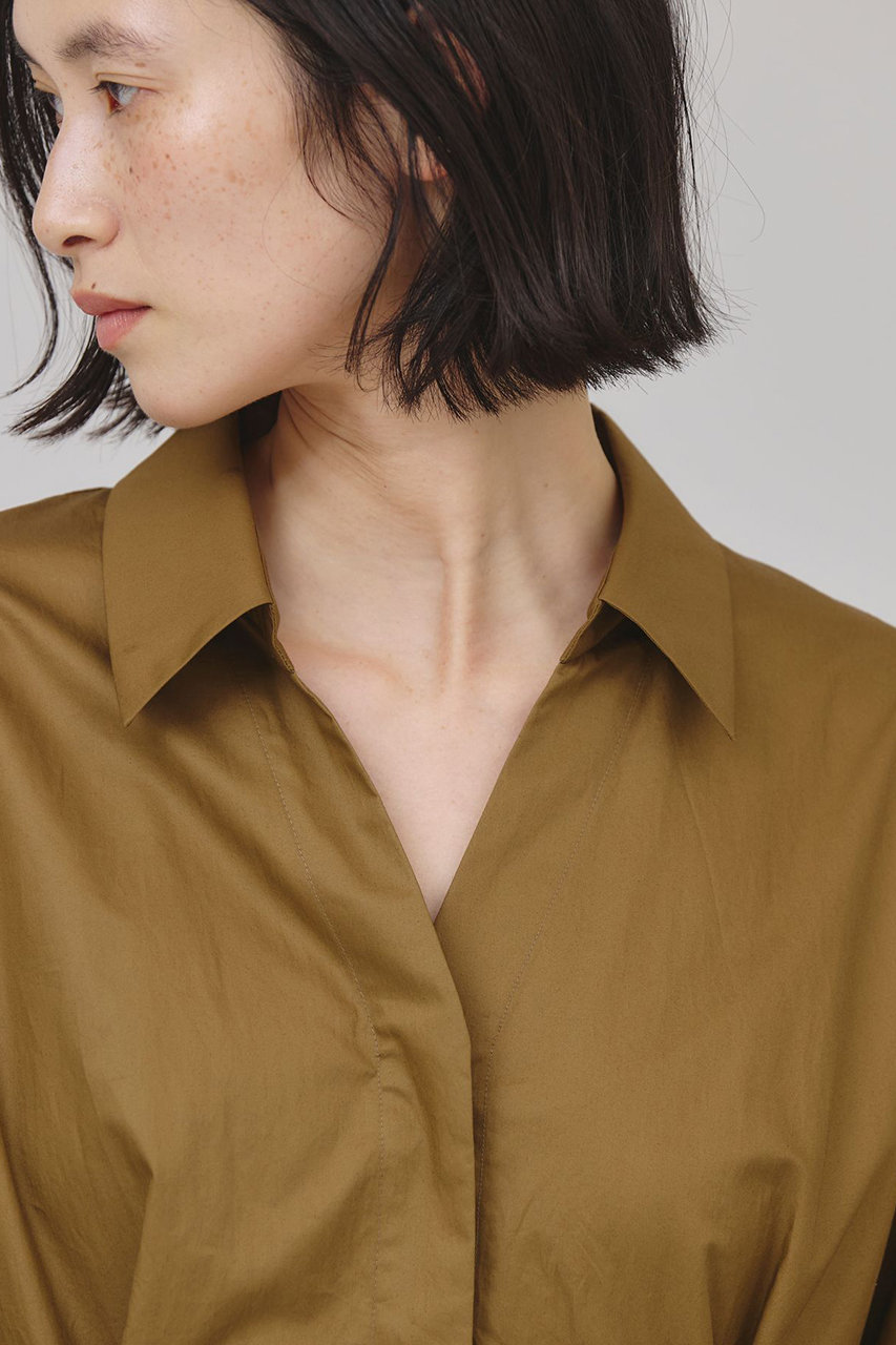 Curensology(カレンソロジー)｜タックシャツワンピース/ベージュ の