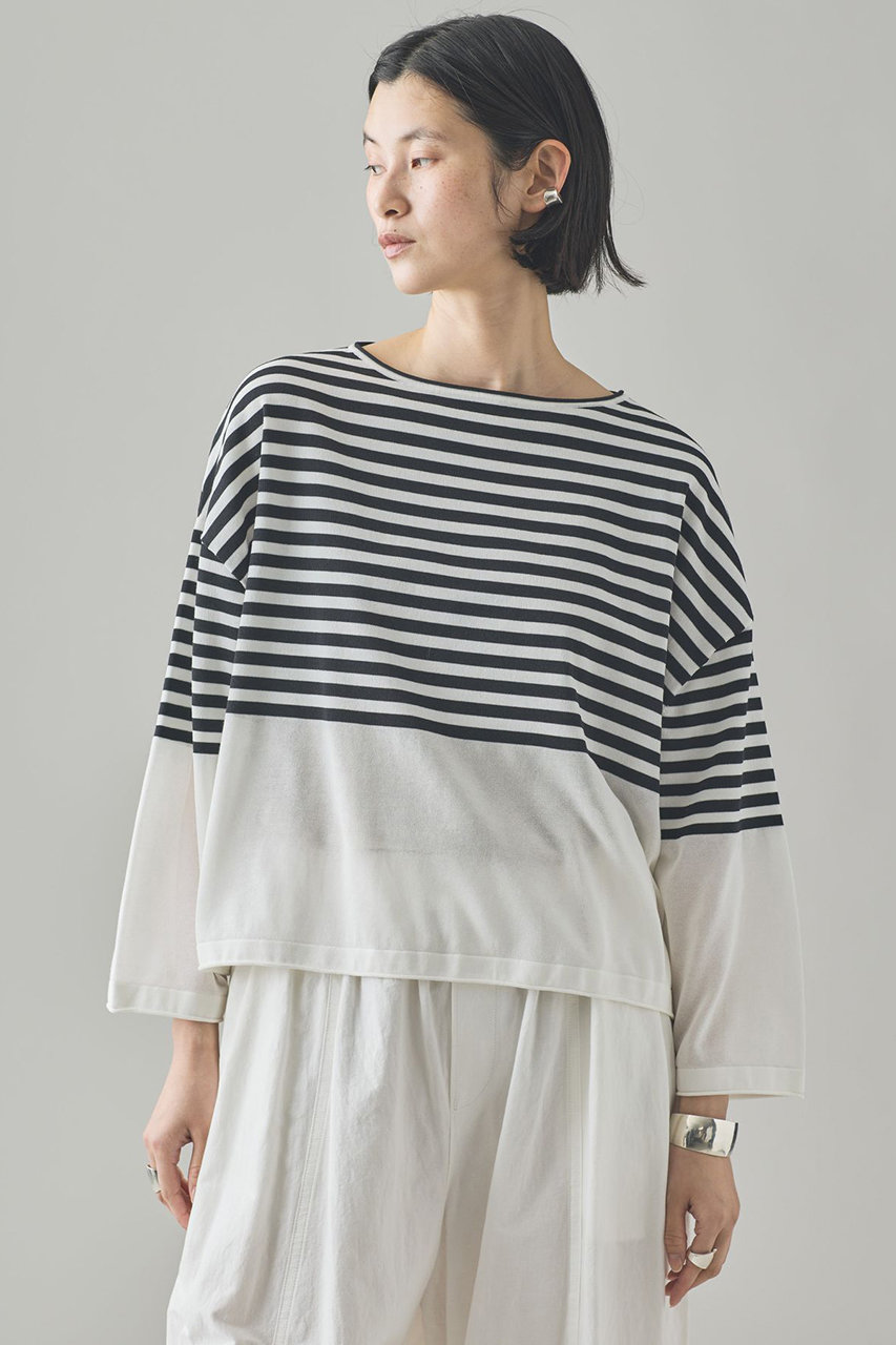 カレンソロジー/Curensologyのシアーボーダーニットプルオーバー(ホワイト/570501)