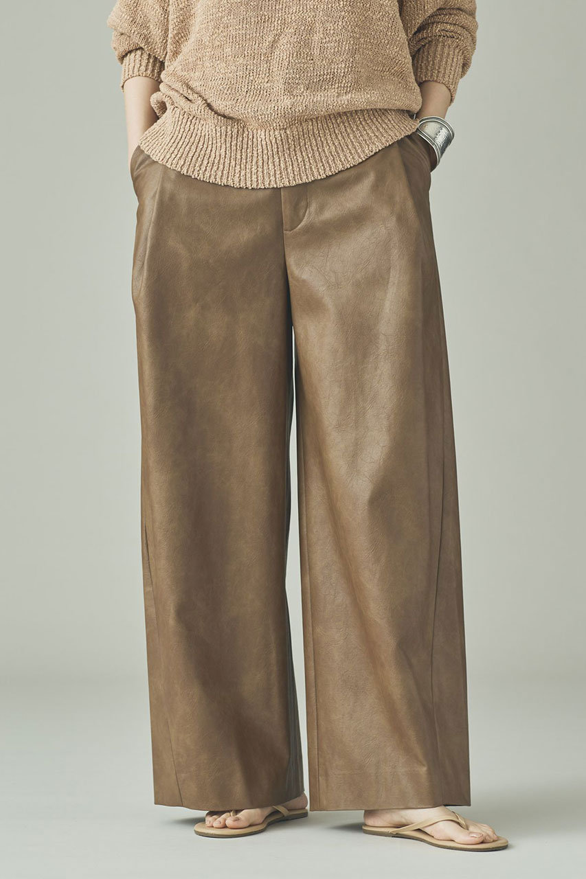 Curensology ヴィンテージフェイクレザーパンツ (キャメル, 38) カレンソロジー ELLE SHOP