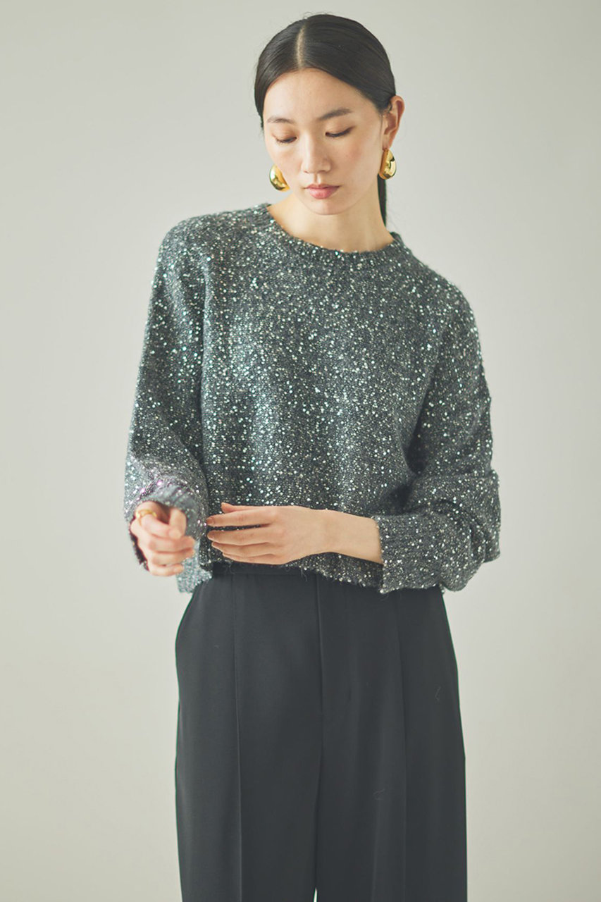 Curensology(カレンソロジー)｜スパングルニットプルオーバー/グレー