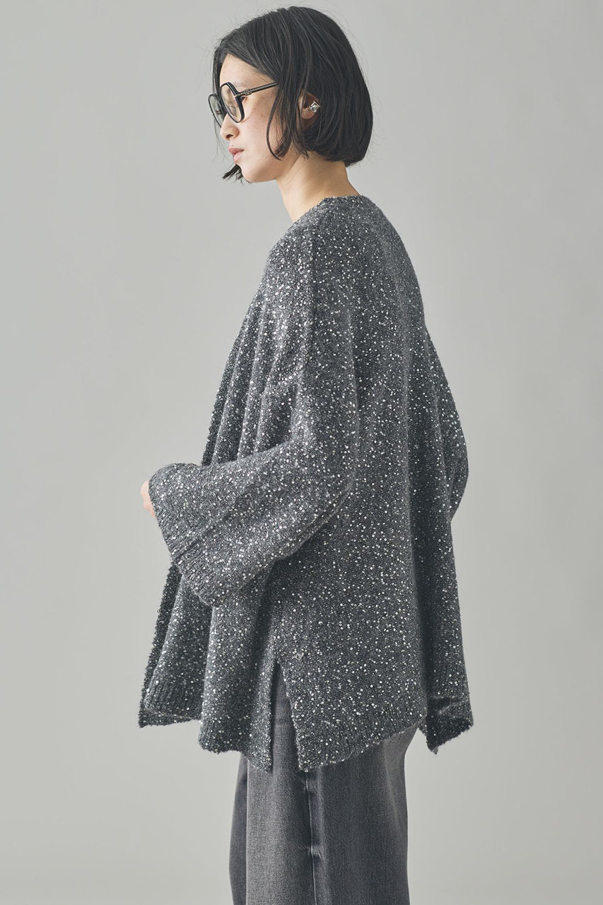 Curensology(カレンソロジー)｜スパングルニットカーディガン/グレー