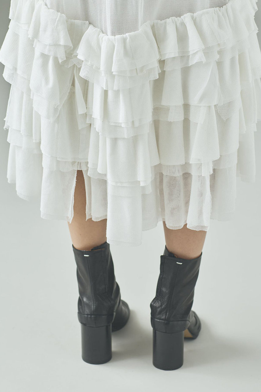 Curensology(カレンソロジー)｜コットンメッシュスカート/ホワイト の