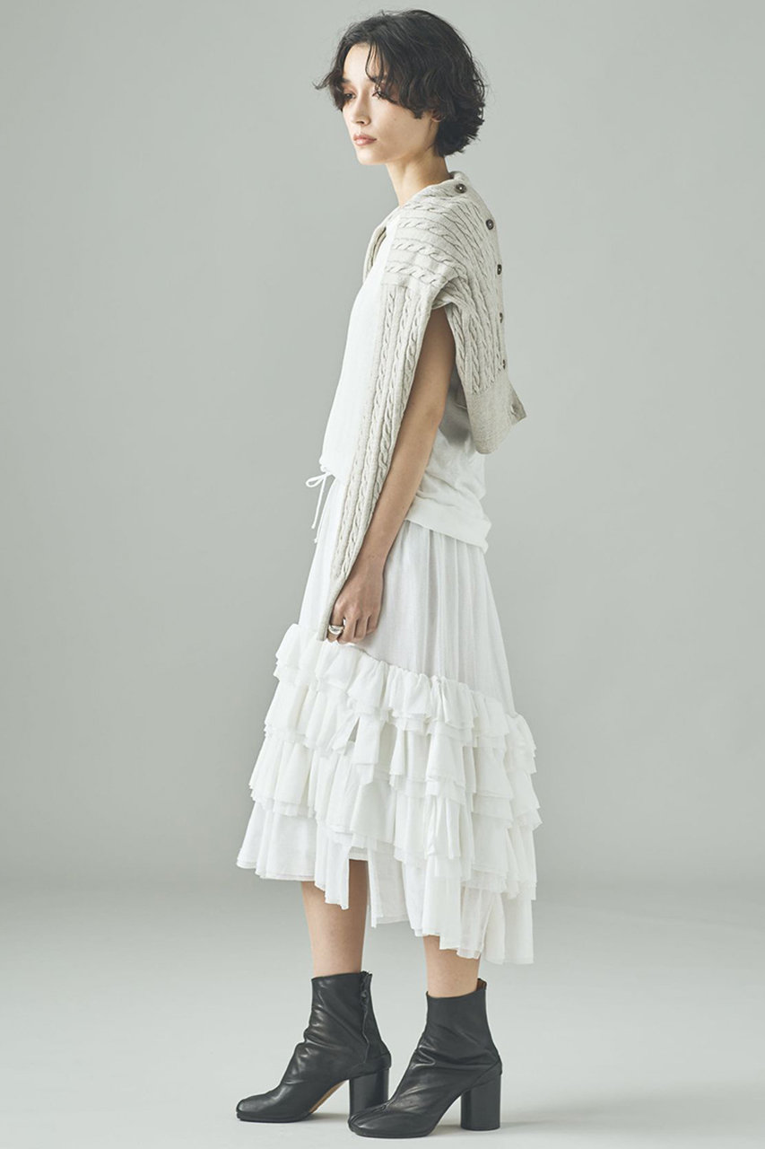 Curensology(カレンソロジー)｜コットンメッシュスカート/ホワイト の