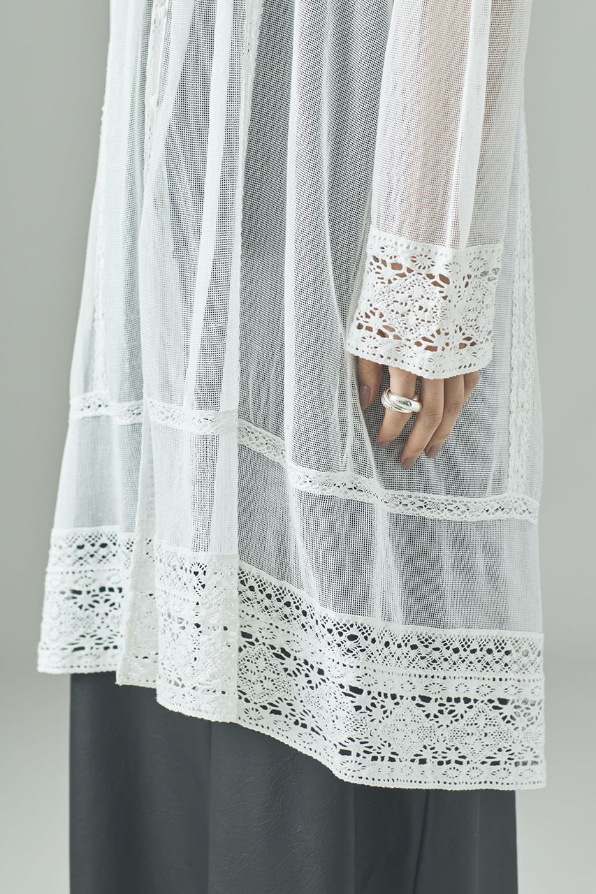 Curensology カレンソロジー　コットンメッシュブラウス　ホワイト Curensology(カレンソロジー)｜コットンメッシュブラウス