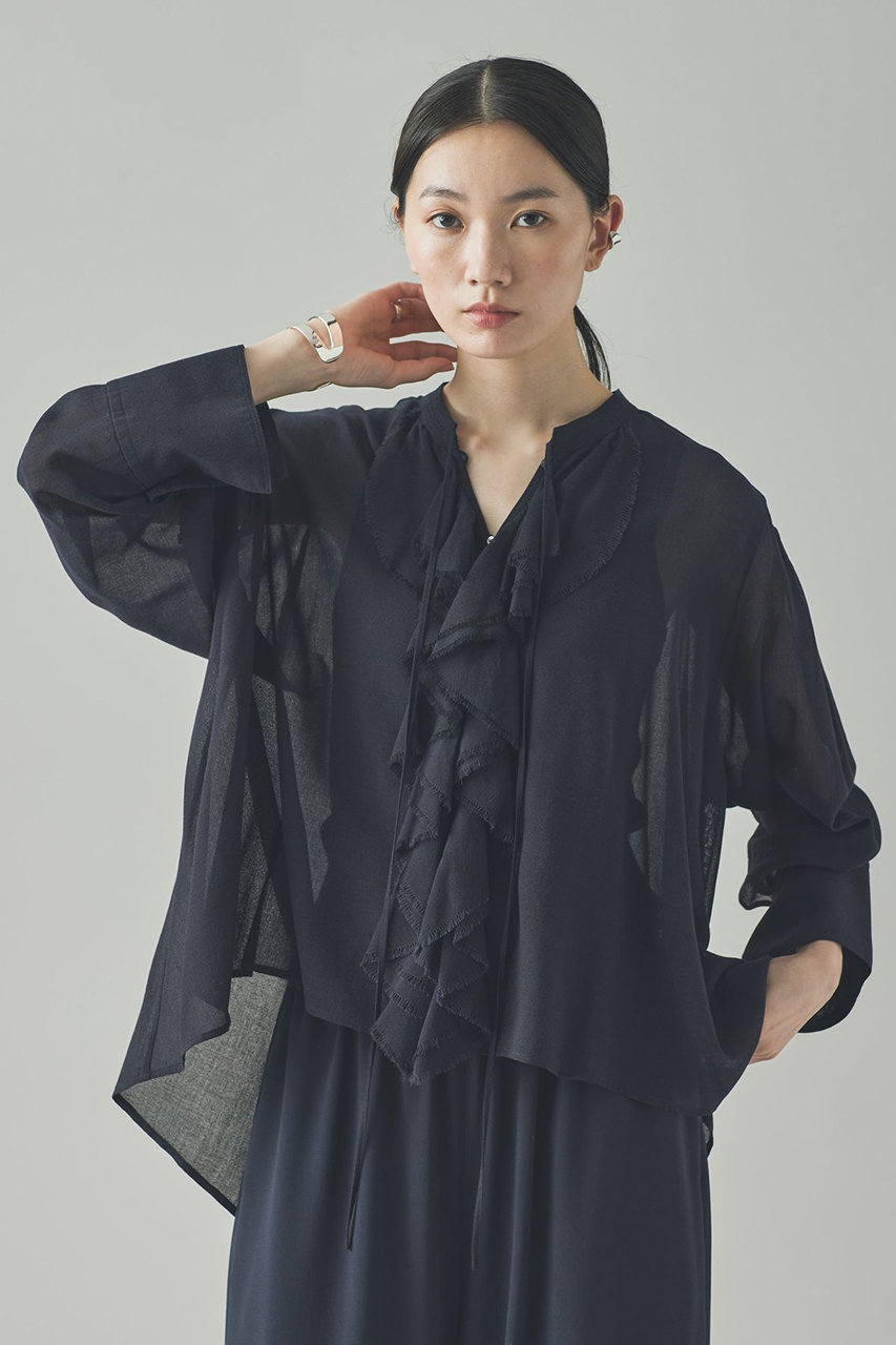 ウールミックスボイルフリルブラウス