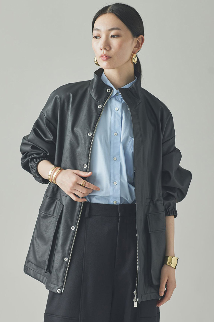 Curensology ヴィンテージフェイクレザーコート (ブラック, F) カレンソロジー ELLE SHOP Curensology ヴィンテージフェイクレザーコート (ブラック, F) カレンソロジー ELLE SHOP