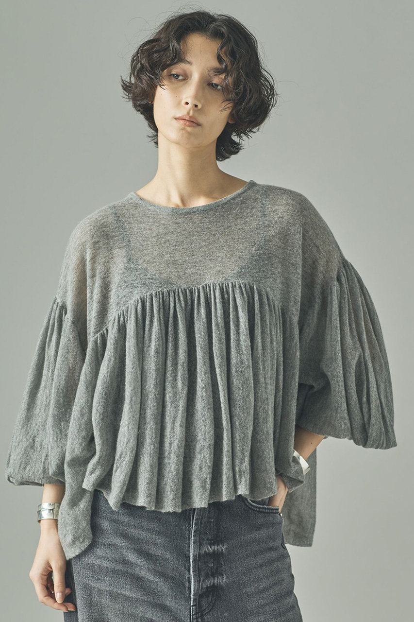 フラッフィーギャザーニットプルオーバー