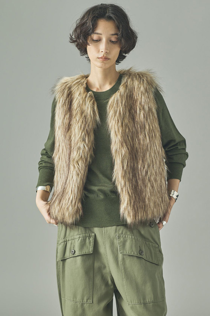 Curensology(カレンソロジー)｜シャギーファーベスト/ベージュ の通販