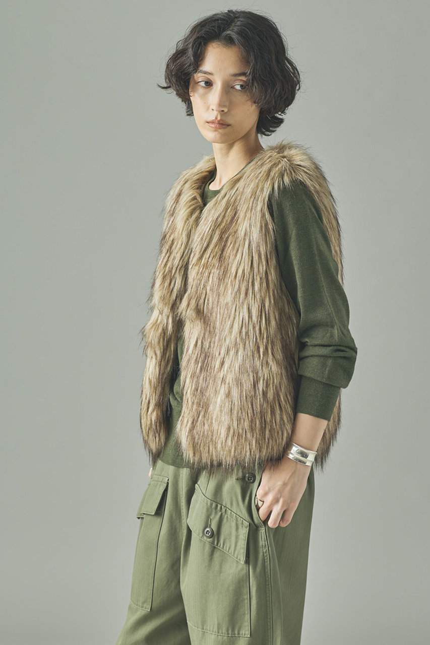 Curensology(カレンソロジー)｜シャギーファーベスト/ベージュ の通販