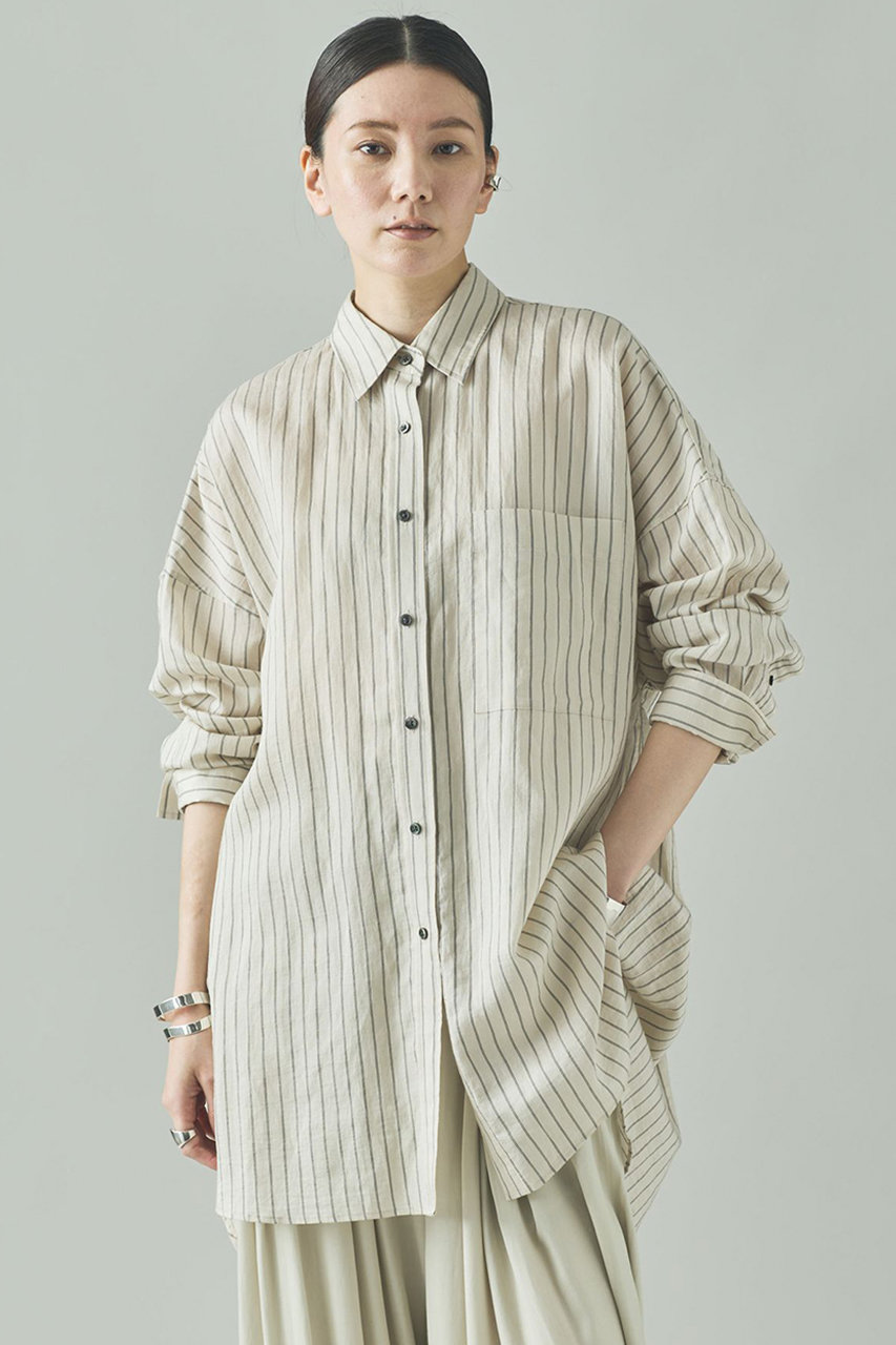 Curensology ワッシャーストライプシャツ (エクリュ, F) カレンソロジー ELLE SHOP Curensology ワッシャーストライプシャツ (エクリュ, F) カレンソロジー ELLE SHOP