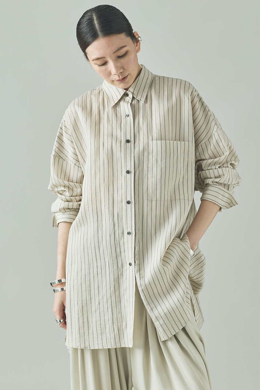 Curensology(カレンソロジー)｜ワッシャーストライプシャツ/エクリュ
