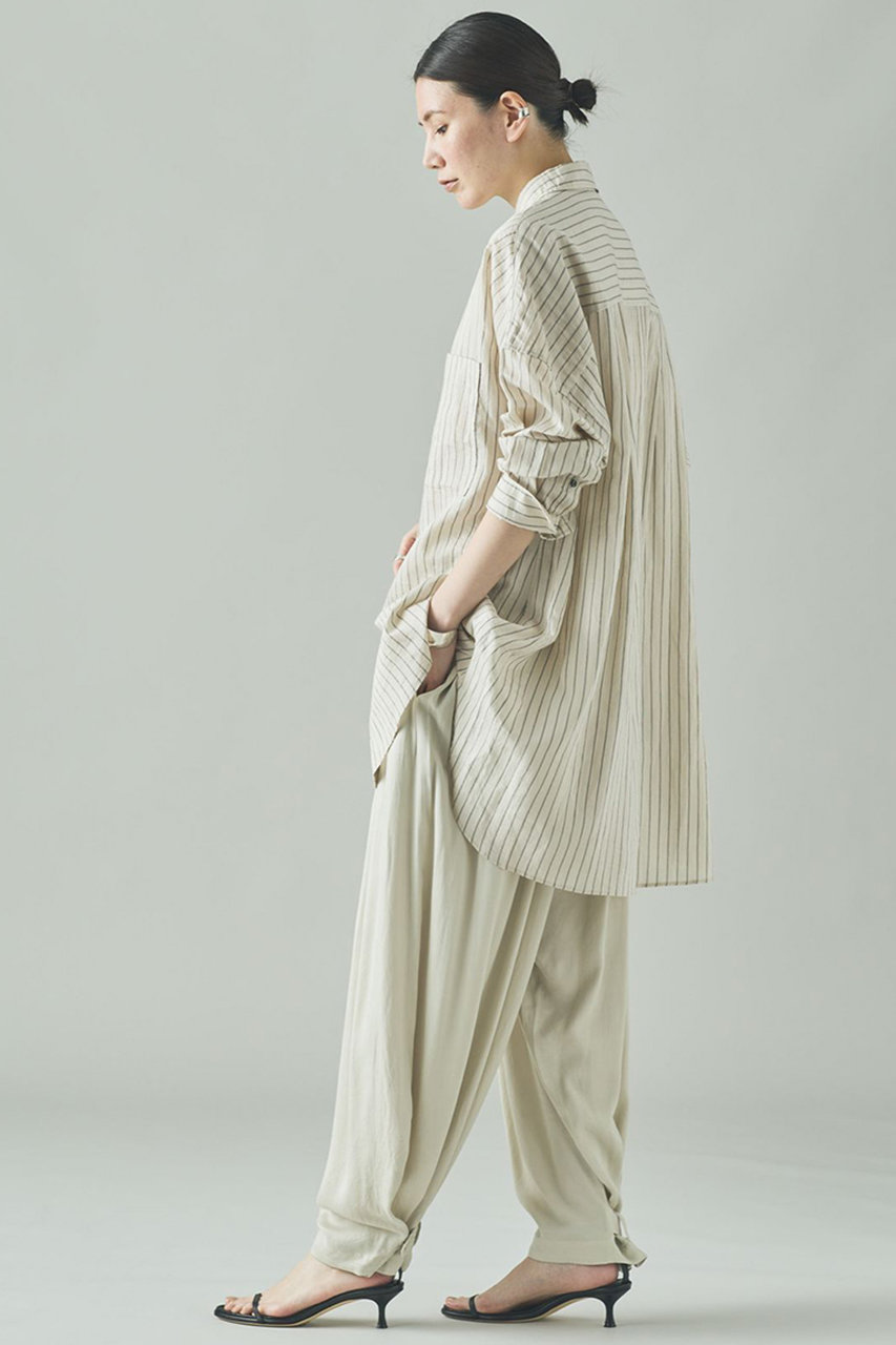 美品カレンソロジースタンドカラー アイボリー ストライプ 長袖シャツ C.S.G＞ストライプロングシャツ | [公式]カレンソロジー