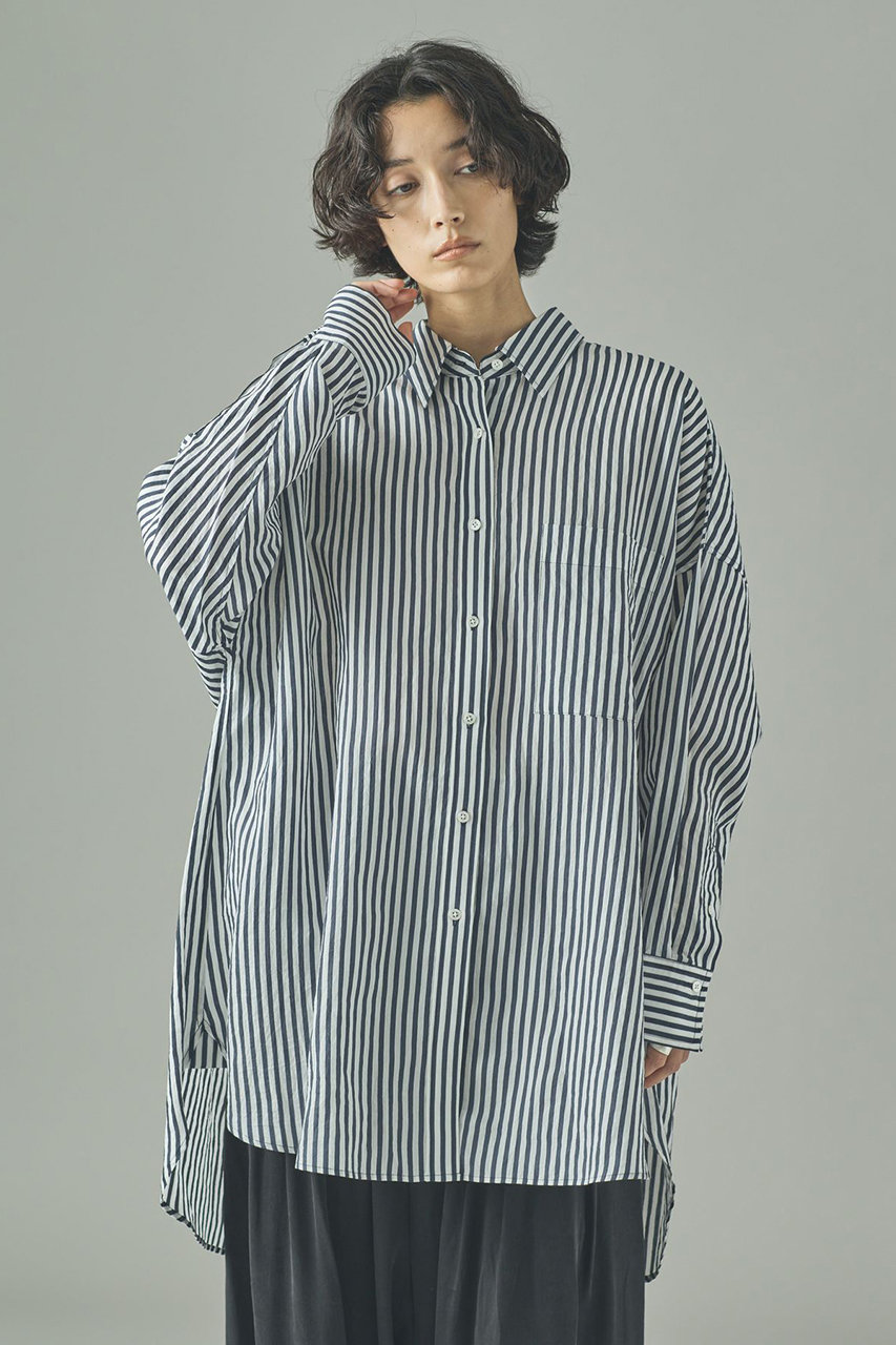 Curensology ワッシャーストライプシャツ (ネイビー, F) カレンソロジー ELLE SHOP Curensology ワッシャーストライプシャツ (ネイビー, F) カレンソロジー ELLE SHOP