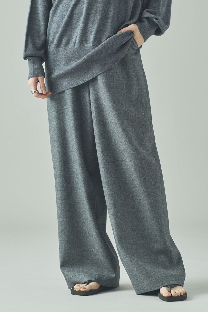 Curensology ウールワイドパンツ (グレー, 36) カレンソロジー ELLE SHOP
