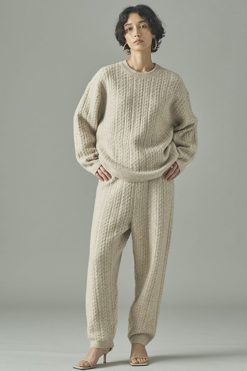 Curensology(カレンソロジー)｜シャギーケーブルニットパンツ/オフ