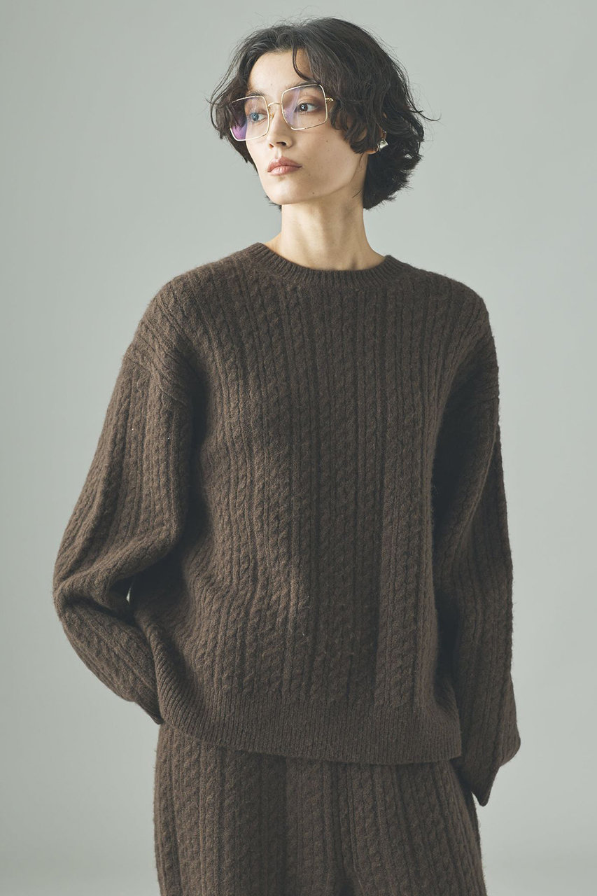 シャギーケーブルニットプルオーバー
