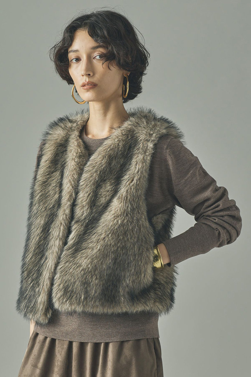 Curensology クリーム色 ファーベスト Curensology ベスト ジレ Curensology(カレンソロジー)/リバー