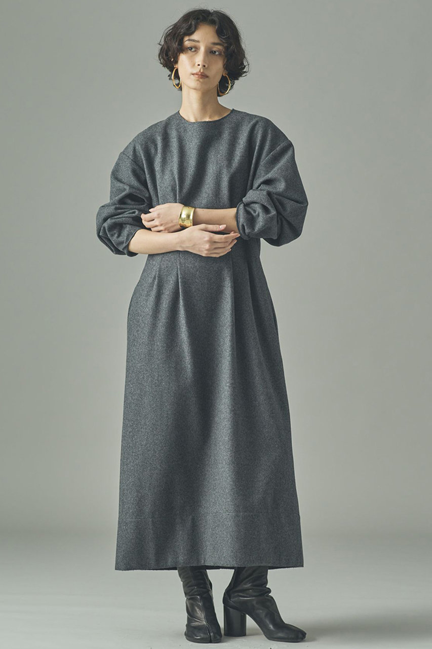 Curensology(カレンソロジー)｜メルトンタックワンピース/グレー の