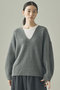 ウールカシミヤUネックニットプルオーバー カレンソロジー/Curensology グレー