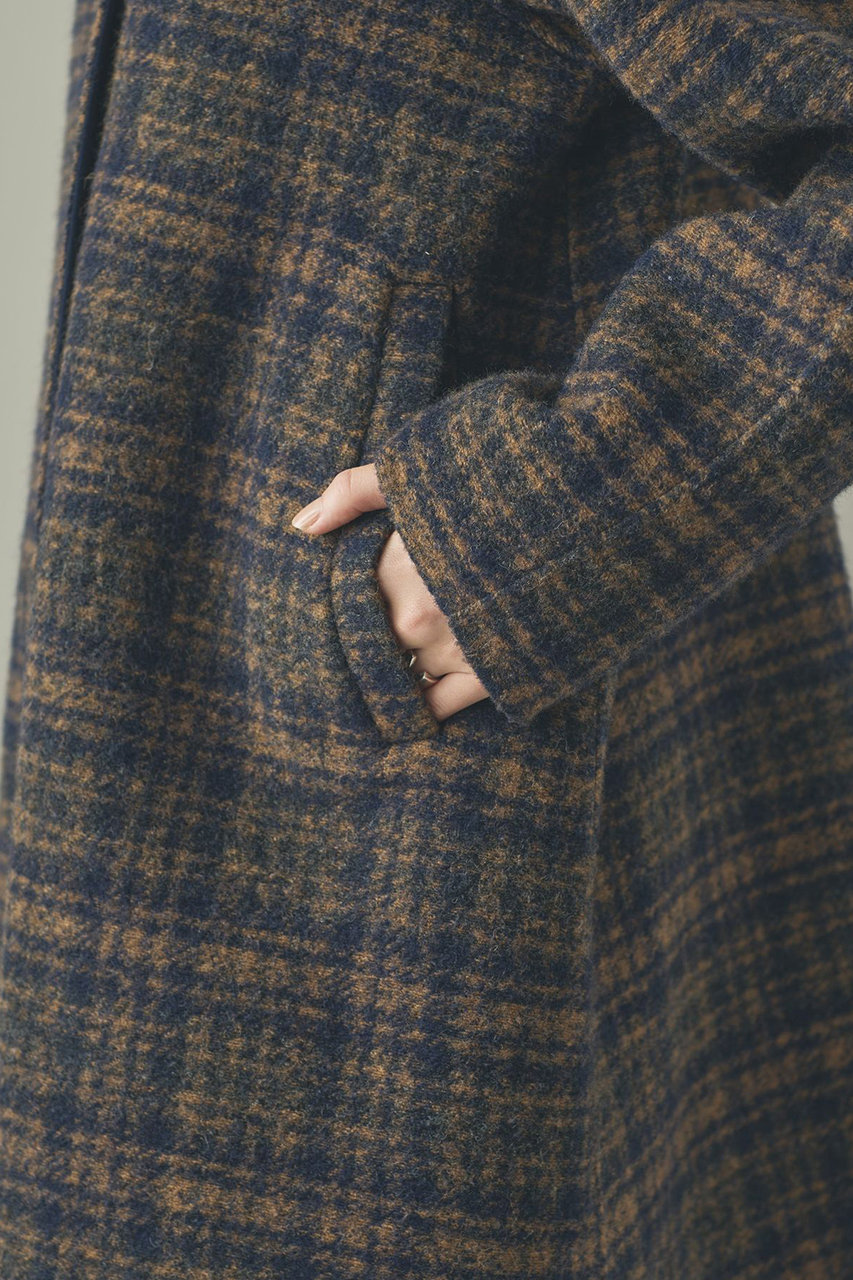 Curensology コート 38 ネイビー KUMIKYOKU NAVY】ダブルクロスストレッチ ノーカラーコート