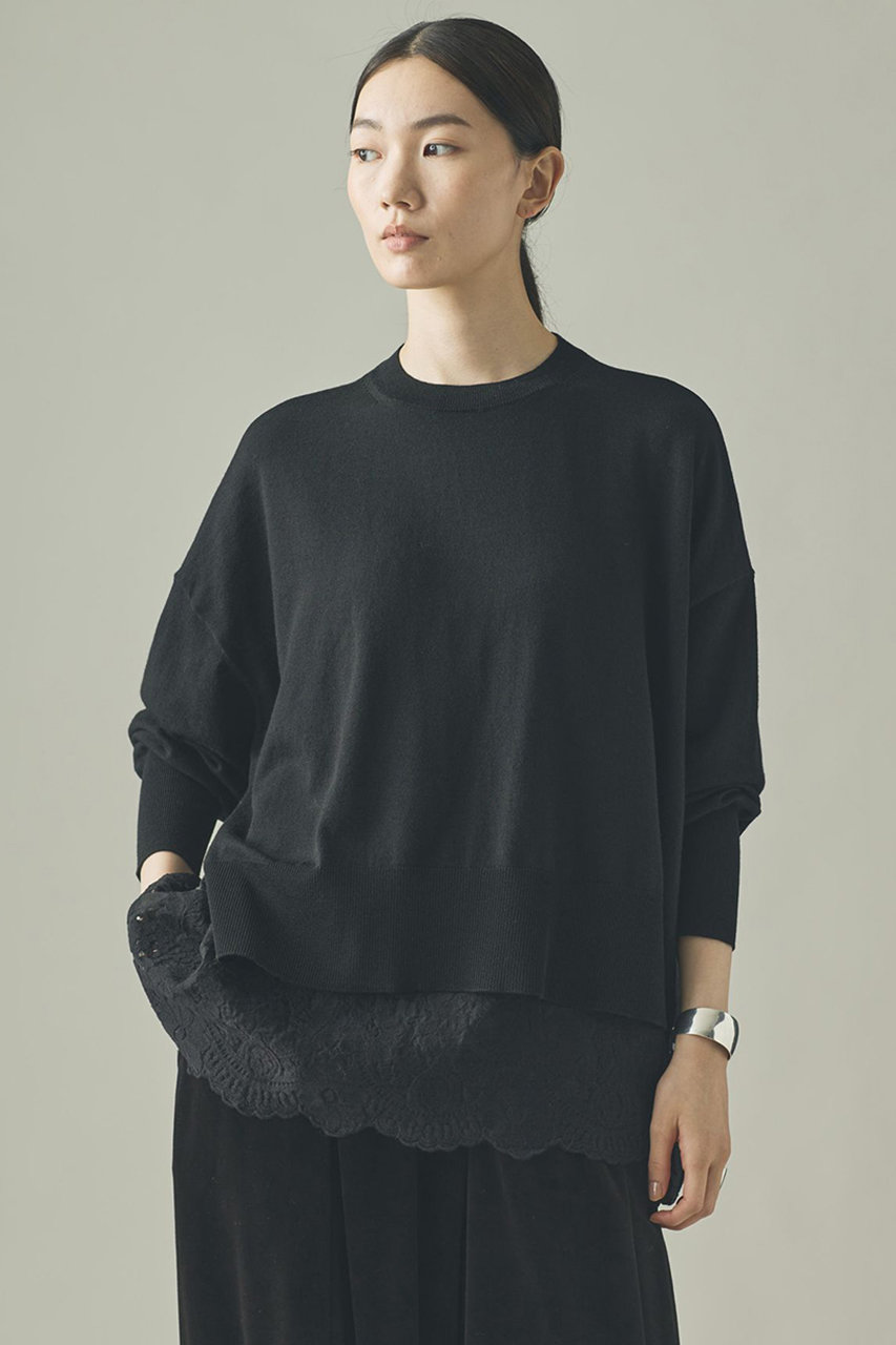 Curensology ハイゲージレースニットプルオーバー (ブラック, F) カレンソロジー ELLE SHOP