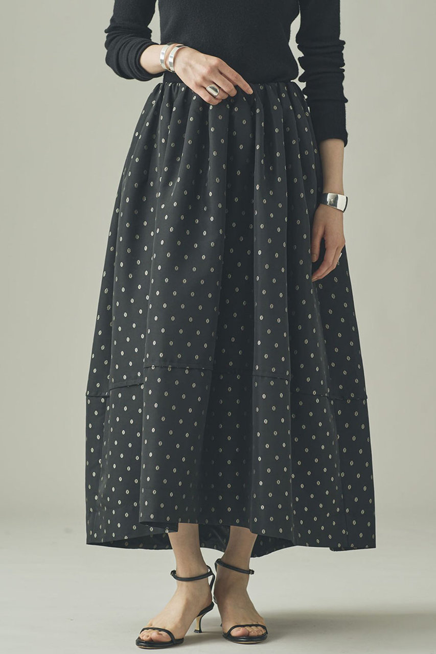 Curensology(カレンソロジー)｜タックギャザースカート/ブラック の