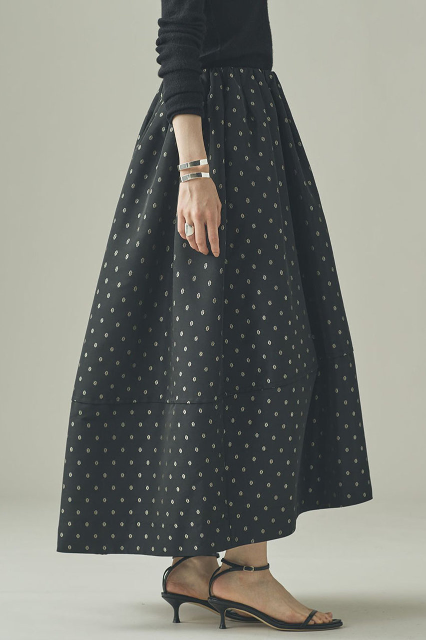 Curensology(カレンソロジー)｜タックギャザースカート/ブラック の