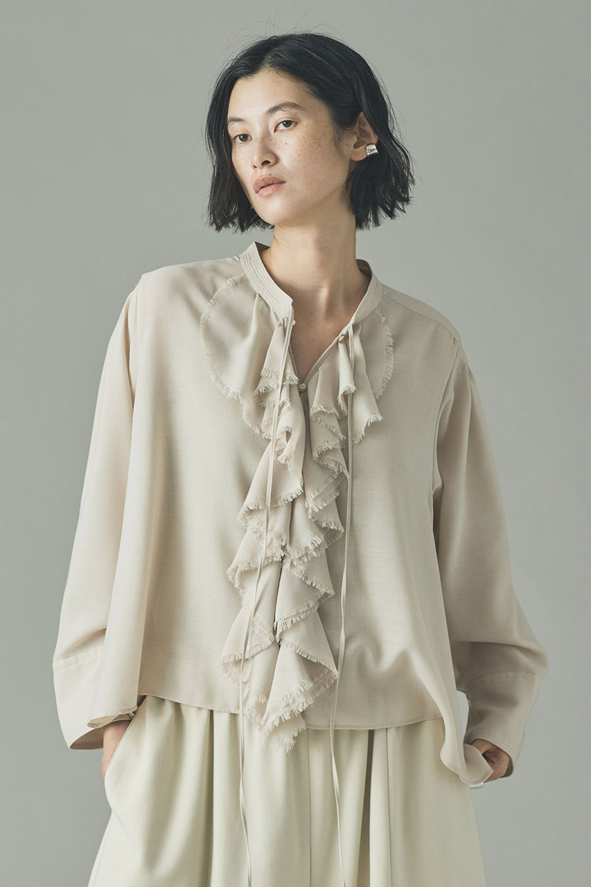 CurensologyウールMIXビエラフリルブラウス　オフホワイト Curensology(カレンソロジー)｜ウールMIXビエラフリルブラウス/オフ