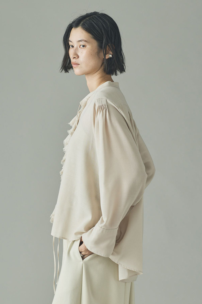 Curensology(カレンソロジー)｜ウールMIXビエラフリルブラウス/オフ