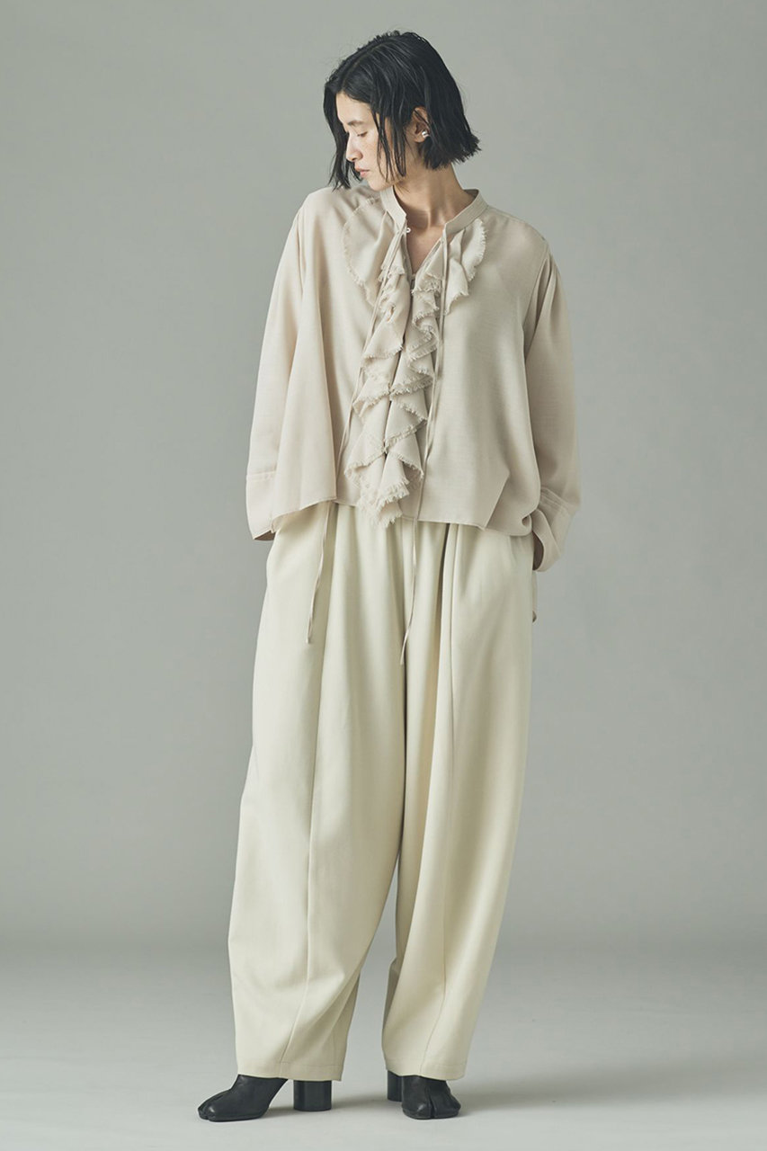 CurensologyウールMIXビエラフリルブラウス　オフホワイト Curensology(カレンソロジー)｜ウールMIXビエラフリルブラウス/オフ