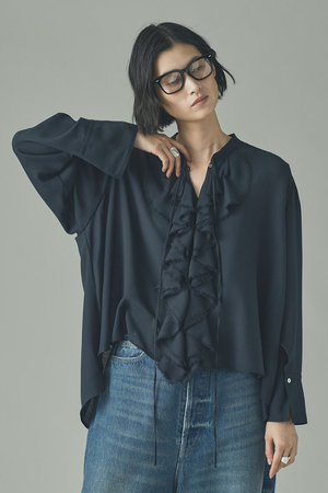 カレンソロジー/CurensologyのウールMIXビエラフリルブラウス(110400/110403)