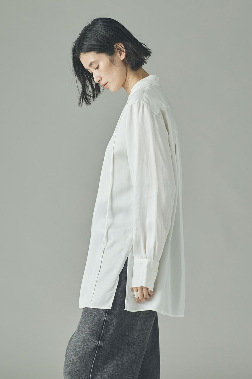 Curensology(カレンソロジー)｜キュプラサテンシャツ/ホワイト の通販