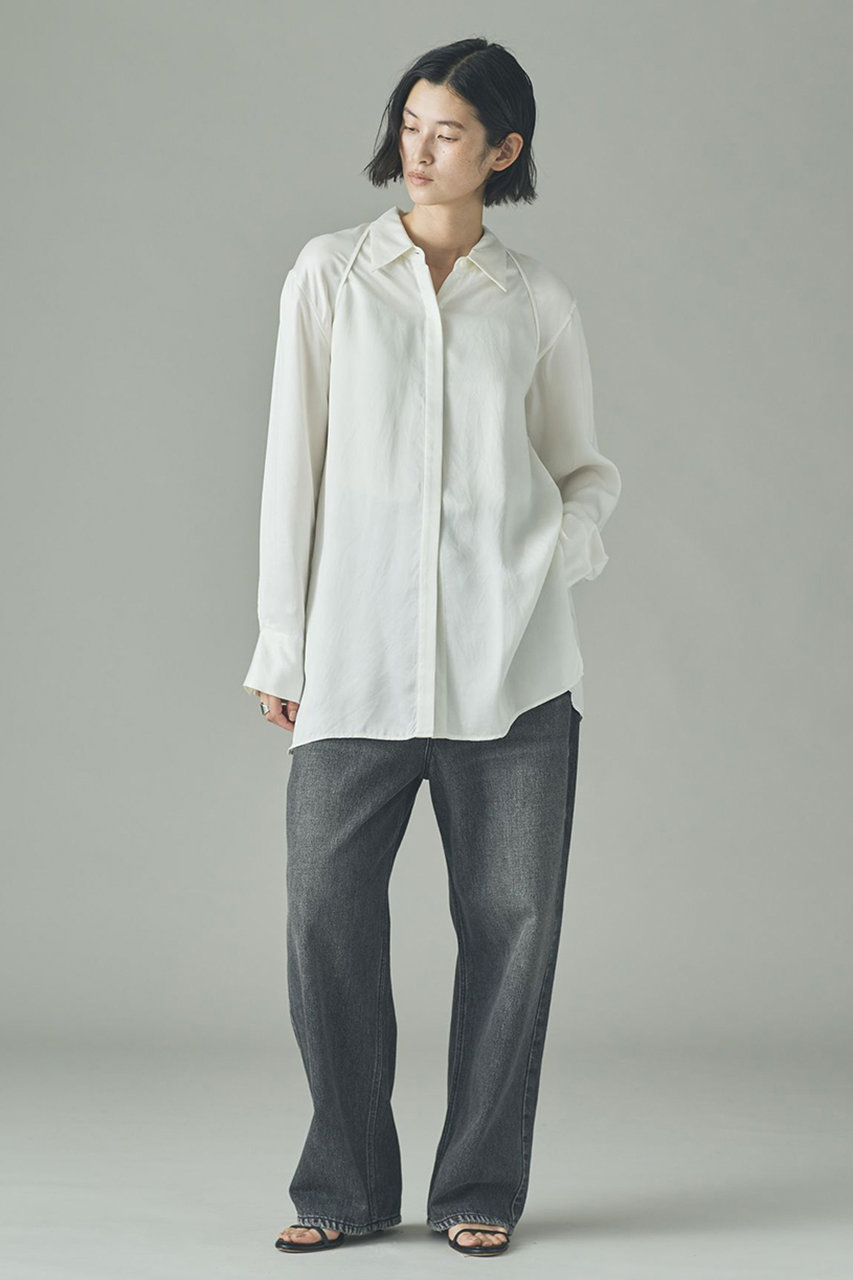 Curensology(カレンソロジー)｜キュプラサテンシャツ/ホワイト の通販