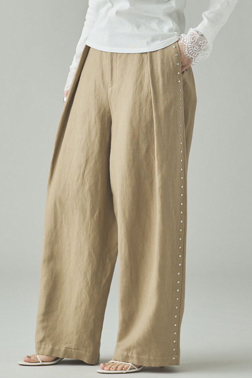 カレンソロジー/Curensologyの【予約販売】リネンウールスタッズパンツ(ベージュ/633817)