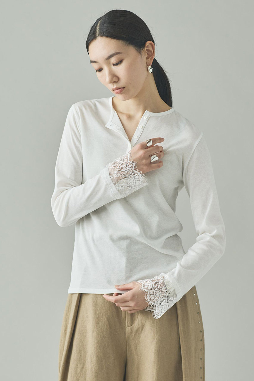 curensology ヘンリーレースロングスリーブTシャツ Curensology｜ヘンリーレースロングスリーブTシャツ | Rakuten Fashion