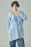 〈C.S.G〉ストライプラッフルブラウス
