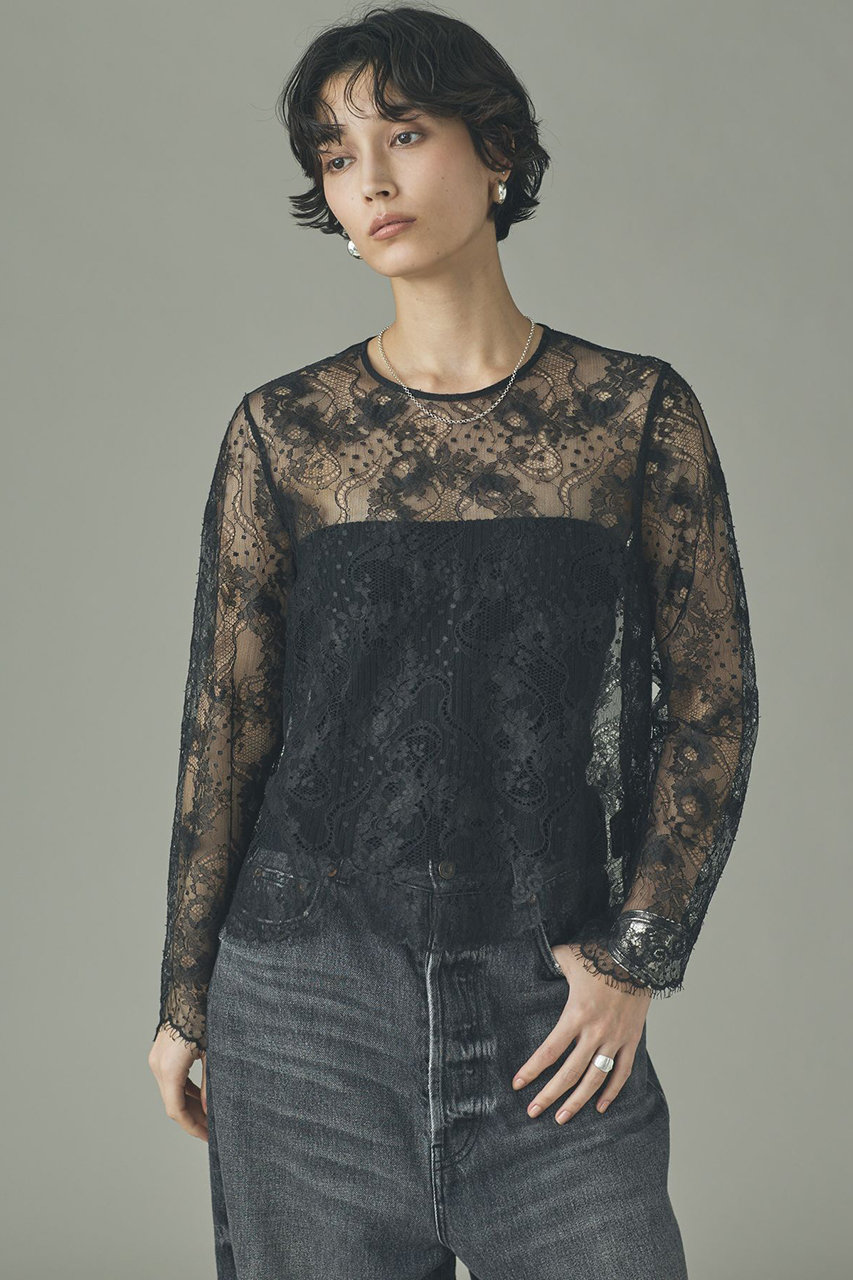 カレンソロジー/Curensologyの【予約販売】〈C.S.G〉リネンリバーレースブラウス(ブラック/642817)