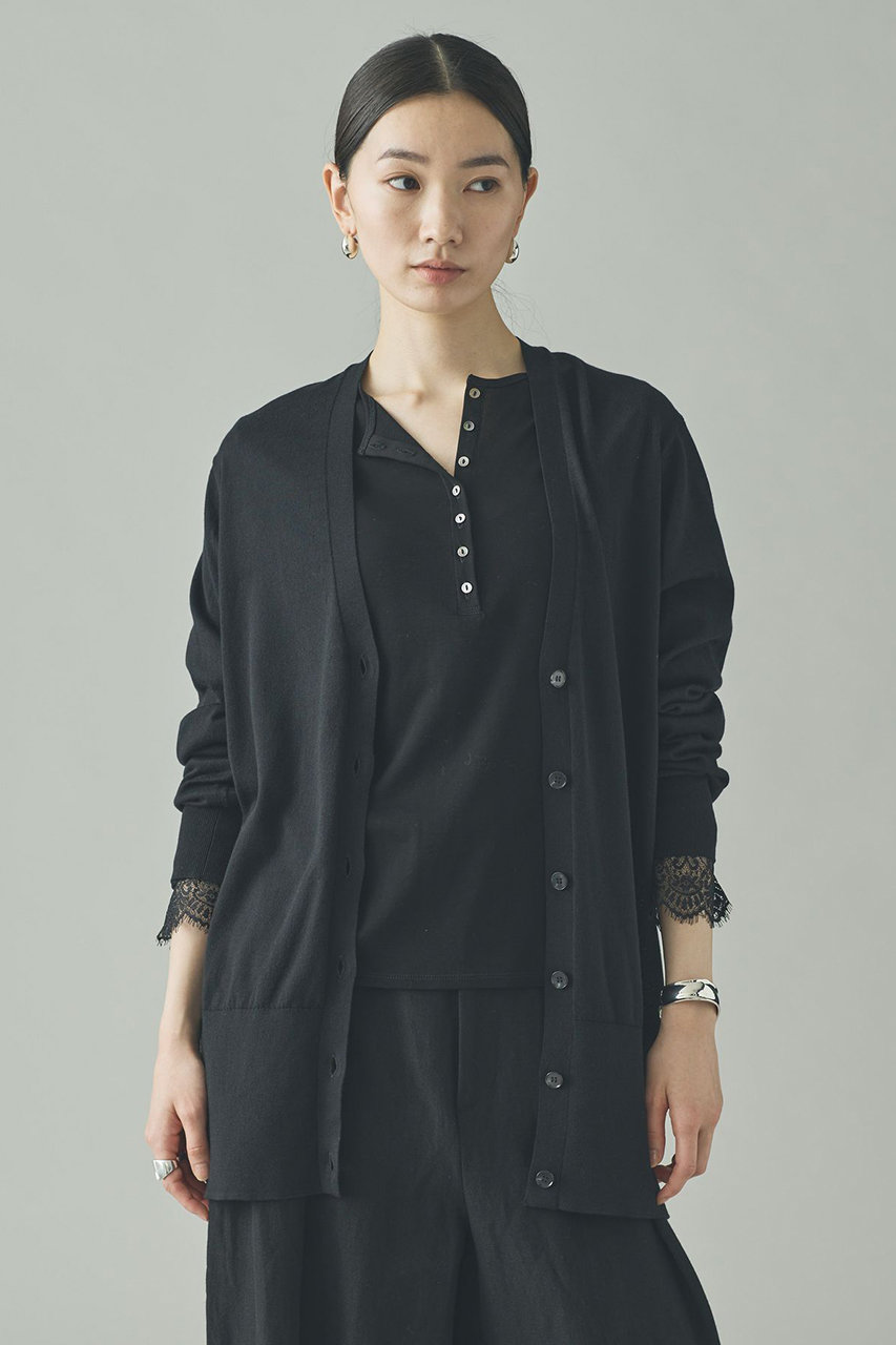 カレンソロジー/CurensologyのファインコットンＶネックカーディガン(ブラック/634209)